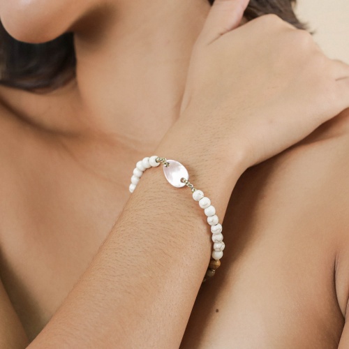 Браслет Nature Bijoux, Alhambra, стрейч,перламутр, говлит, пейзажная яшма, NB25.1-13-44112 коричневый фото 3